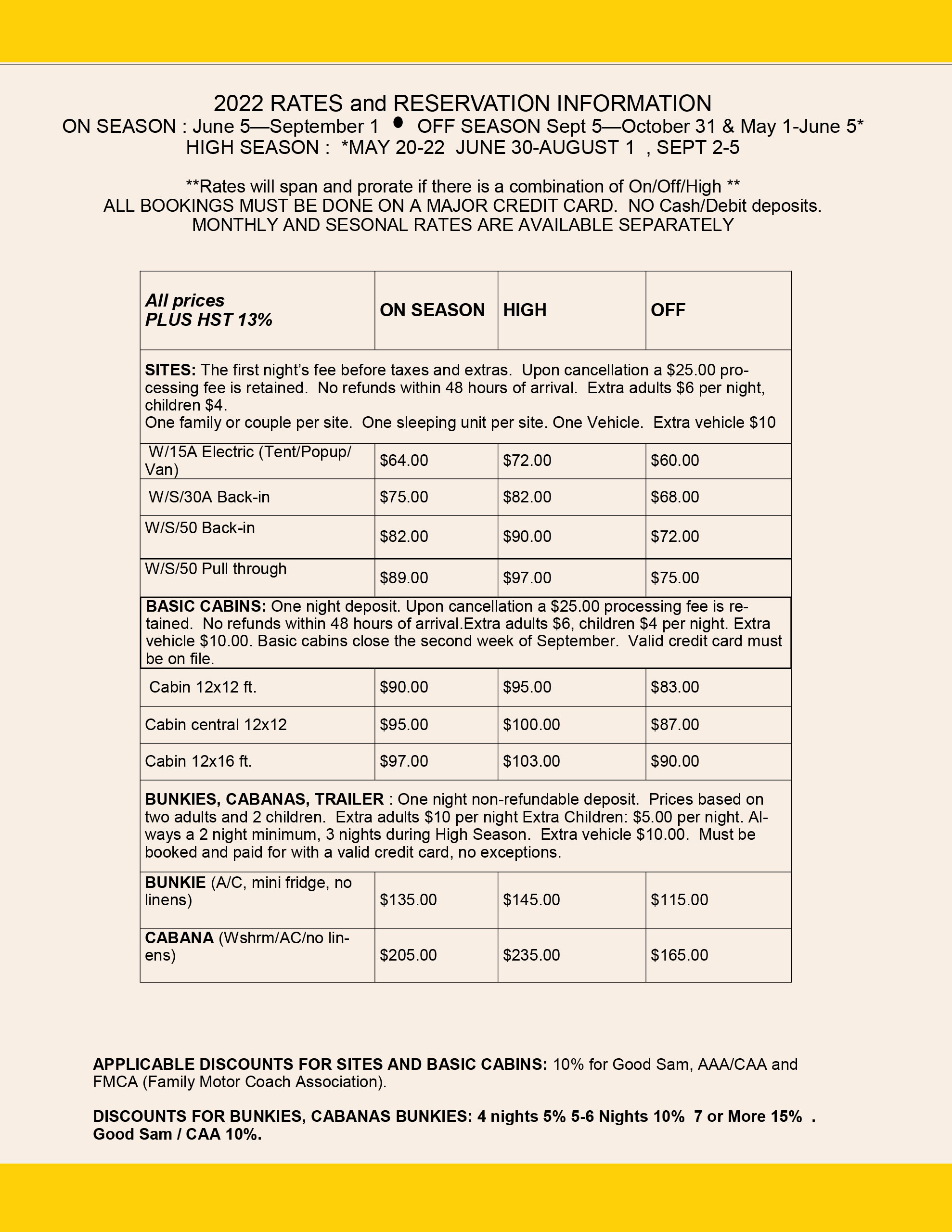 Camping Rates | Campark Campground Niagara Falls, Ontario